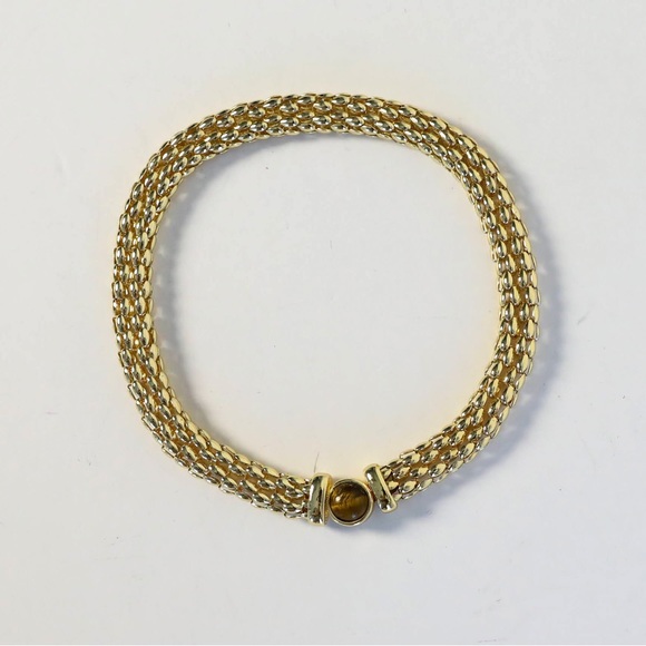 Vintage Jewelry - Vintage gold toned choker necklace 80s luxury vibe retro chain thick classy